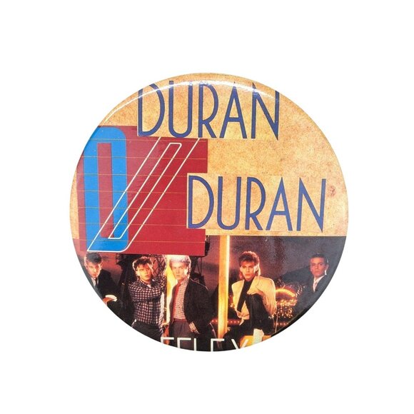 Vintage Duran Duran Large Button Pinback Badge 6 Inch Reflex John Simon 1984 Pin - Picture 1 of 3